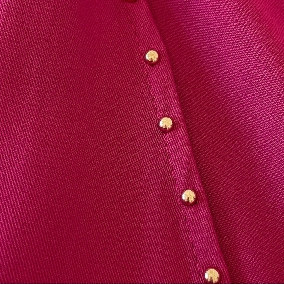 LOYD/FORD Flutter Sleeve Studded Ruffle Midi Wrap Dress Raspberry Red 0 / XS - Picture 11 of 14